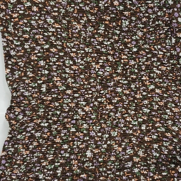 Milkmaid Blouse Smocked Square Front Cottage Core Coquette Dark Florals Womens S - Picture 8 of 10